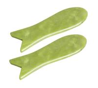 ARTSEWPLY 2 pezzi Strumento Guasha in Pietra Verde Levigante per Viso e Corpo Multiuso Portatile per Antigonfiore Elasticità e Apertura Punti Agopuntura 2PCS Verde