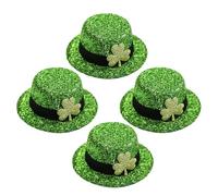 ARTSEWPLY 4 Pezzi Clip per Capelli San Patrizio Mini Cappello Leprechaun Verde con Shamrock Fermagli Glitterati per Costume Irlandese e Feste Tema Accessori Donna per Party e Fotografie