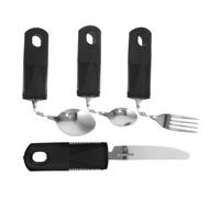 ARTSEWPLY 4pezzi Utensili Da Tavola Adattivi Per Anziani Set Coltello Forchetta e Cucchiaio Acciaio Inossidabile Antiscivolo Con Design Per Alimentazione Facile e Stabilità Durante Pasti