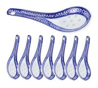 ARTSEWPLY 8 pezzi Cucchiai da Zuppa in in Blu e Bianca Design Ergonomico e per Uso per Minestra e Porridge
