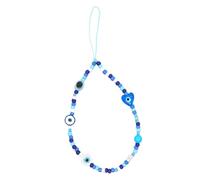 ARTSEWPLY Cordino Polso Cellulare con Perline Blu e Cuore in Vetro Catena Portacellulare Leggera e Resistente Decorazione Moda per Smartphone e Borsa Circa Pratico e Facile da Usare