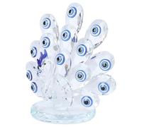 ARTSEWPLY Decorazione Artigianale in Cristallo Trasparente a Forma di Pavone Occhi Blu, Ornamento Creativo per Compleanni, Decorazione da Vetrina e per Auto, per Festa e Arredamento Casa