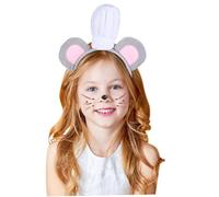 ARTSEWPLY Fascia Orecchie Topo Grigia con Cappello Chef Party Hats per Cosplay e Feste Costume Mouse Realistico Accessorio Versatile per Donne e Ragazze