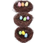 ARTSEWPLY Set 3 Pezzi Nido D’Uccello Artificiale da 12Cm 3 Uova di Pasqua Colorate Decorazioni Pasquali per Interni e Accessori Fotografici Festivi Colore Casuale Colore Casuale