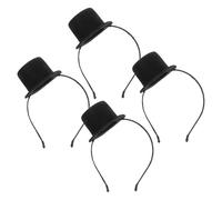 ARTSEWPLY Set 4 Mini Cerchietti a Cilindro Neri per Chioma Copricapo Retrò Vintage per Feste a Tema Halloween Matrimoni e Carnevale Fascia Leggera e Comoda da Donna