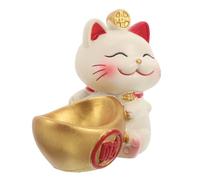 ARTSEWPLY Statuetta Maneki Neko Giapponese in Resina con Base per Sfera di Cristallo 2,5-3 Cm, Ornamento Feng Shui Portafortuna per Arredamento Casa, Decorazione Simbolica di Prosperità