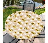 ARTSGOO Tovaglia da esterno resistente alle intemperie, 120 cm (48 pollici) - Tournesol rayé modello con orlo elasticizzato in poliestere per cucina, sala da pranzo, feste e uso quotidiano
