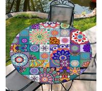 ARTSGOO Tovaglia da esterno resistente alle intemperie, 130 cm (52 pollici) - Datura vintage modello con orlo elasticizzato in poliestere per cucina, sala da pranzo, feste e uso quotidiano