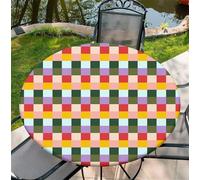 ARTSGOO Tovaglia da esterno resistente alle intemperie, 130 cm (52 pollici) - Motif à carreaux colorés modello con orlo elasticizzato in poliestere per cucina, sala da pranzo, feste e uso quotidiano