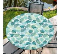 ARTSGOO Tovaglia da esterno resistente alle intemperie, 165 cm (65 pollici) - Feuille de palmier modello con orlo elasticizzato in poliestere per cucina, sala da pranzo, feste e uso quotidiano