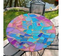 ARTSGOO Tovaglia da esterno resistente alle intemperie, 165 cm (65 pollici) - Motif coloré modello con orlo elasticizzato in poliestere per cucina, sala da pranzo, feste e uso quotidiano