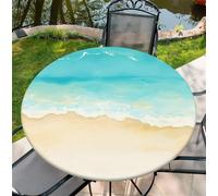 ARTSGOO Tovaglia da esterno resistente alle intemperie, 165 cm (65 pollici) - Plage et vagues modello con orlo elasticizzato in poliestere per cucina, sala da pranzo, feste e uso quotidiano