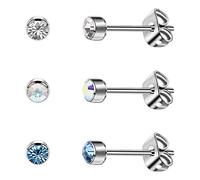Artskin 3 paia di orecchini a perno da donna in titanio da ragazza orecchini in argento ipoallergenici senza nichel 5 mm a perno