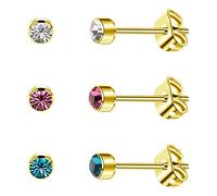 Artskin 3 paia di orecchini da donna in titanio ragazza ipoallergenici orecchini senza nichel d'oro 5mm