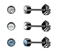 Artskin 3 paia di orecchini da donna orecchini in titanio ragazza orecchini nichel free ipoallergenici orecchini 5mm nero