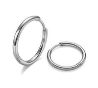 Artskin Gold Hoop Earrings Huggie Orecchini da donna in titanio, ipoallergenici, leggeri, per orecchie sensibili, cartilagine, elica, trago, orecchio, argento, 12 mm, Titanio
