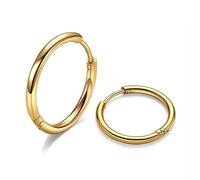 Artskin Gold Hoop Earrings Huggie Orecchini da donna in titanio, ipoallergenici, leggeri, per orecchie sensibili, cartilagine, elica, trago, orecchio, argento, 12 mm, Titanio
