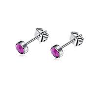 Artskin Orecchini a bottone in titanio G23 per orecchini da donna Orecchini a bottone da uomo con zirconi ipoallergenici ametista 5mm per orecchie sensibili