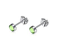 Artskin Orecchini a bottone in titanio per donna Orecchini da ragazza Orecchini a bottone con peridoto da uomo ipoallergenico senza nichel da 4 mm per orecchie sensibili