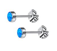 Artskin Orecchini con opale in titanio G23 per donna Orecchini con pietra portafortuna ipoallergenici per orecchie sensibili Gioielli di moda (4mm, Blue Pacific)
