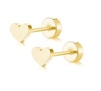 Artskin Orecchini da donna a forma di cuore con retro piatto, senza nichel, in titanio, ipoallergenici, per cartilagine delle ragazze, orecchini a perno per orecchie sensibili, semplici e classici, 5