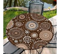artslion Tovaglia rotonda da esterno con elastico Ø 52in（130cm） Tovaglia da giardino elastica con anelli degli alberi Modello, Per i picnic, la cucina e la casa