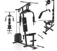 ArtSport Panca Multifunzione ProfiGym 2000 con barra lat e butterfly, cavo di trazione e estensore delle gambe - 9 pesi da 40 kg - Stazione multifunzionale per allenamento a casa