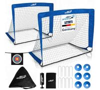 ArtSport porte da calcio pop-up Goal Master - Set 2 pezzi con accessori - pieghevoli e pronte all’uso - porte da calcio per giardino e interno - Blu