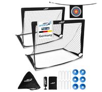ArtSport porte da calcio pop-up Goal Master - Set 2 pezzi con accessori - pieghevoli e pronte all’uso - porte da calcio per giardino e interno - Nero
