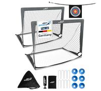 ArtSport porte da calcio pop-up Goal Master - Set 2 pezzi con accessori - pieghevoli e pronte all’uso - porte da calcio per giardino e interno - Grigio