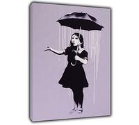 ARTSPRINTS Stampa artistica su tela incorniciata di Banksy NOLA "Under Rain", decorazione per la casa, 61 x 50,8 cm, profondità 18 mm