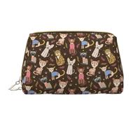 Artsy - Borsa per trucchi in pelle, graziosa borsa da viaggio con gatti dipinti da donna, borsa per il trucco, organizer per trucchi di grande capacità, graziosa custodia per trucchi