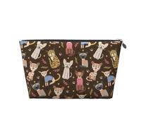 Artsy - Trousse per trucchi con gatti dipinti e graziose, borsa da viaggio per articoli da toeletta da donna, borsa per il trucco in pelle, organizer per trucchi, Argento, Taglia unica