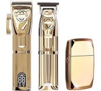 ARTSZY Tagliacapelli Popolare Tagliacapelli cordless for Barbiere Parrucchiere professionale Rasoio sbiadito Regolabarba Set in color oro Cura e styling dei capelli