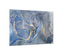 Quadro su Vetro 100x70cm Stampe da Parete in Vetro Oro blu vernice Grandi Decorazione Murale Camera da Letto Cucina 1 pezzo Quadri Moderni Soggiorno Grafica Immagini Wall Art GAA100x70-5029