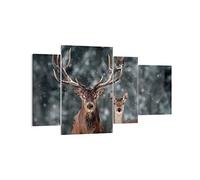 ARTTOR Moderno Quadro su Tela 120x70 cm Stampe da Parete Animali - 5060 | Cervo Renna Roe Quadro Decorativo Grande Set da 4 pezzi Soggiorno Camera da Letto Arte da Parete Decorazione da Parete ARTTOR
