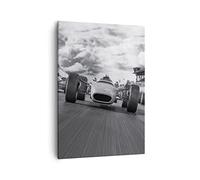 ARTTOR Moderno Quadro su Tela 50x70 cm Verticale Bianco e Nero Auto - 4127 | Formula 1 E Quadro Decorativo Piccolo Soggiorno Camera da Letto Decorazione da Parete Arte da Parete ARTTOR