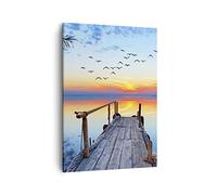 ARTTOR Moderno Quadro su Tela 50x70 cm Verticale Paesaggi Marino - 3818 | Ponte Lago Quadro Decorativo Piccolo Decorazione Murale Soggiorno Camera da Letto Decorazione da Parete Arte da Parete ARTTOR