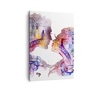 ARTTOR Moderno Quadro su Tela 50x70 cm Verticale Persone Arte - 3132 | Coppia Amore Donna Quadro Decorativo Piccolo Soggiorno Camera da Letto Decorazione da Parete Arte da Parete ARTTOR
