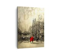 ARTTOR Moderno Quadro su Tela 50x70 cm Verticale Persone Città - 3190