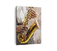ARTTOR Moderno Quadro su Tela 50x70 cm Verticale Persone Musica - 4808