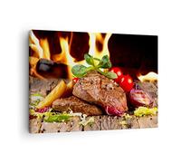 Quadro su Tela Cibo legno fuoco bistecca Stampe da Parete 70x50cm Quadri Moderni Soggiorno Camera da Letto Cucina 1 pezzo Piccoli Decorazione Murale Wall Art Canvas Grafica Immagini AA70x50-2825