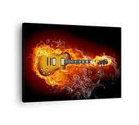 ARTTOR Moderno Quadro su Tela 70x50 cm Stampe da Parete Musica - 0197 | Fuoco Chitarra Strumento Quadro Decorativo 1 pezzo Soggiorno Camera da Letto Arte da Parete Decorazione da Parete ARTTOR