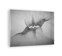 ARTTOR Moderno Quadro su Vetro 70x50 cm Stampe da Parete Persone - 4967 | Bacio Amore Coppia Quadro Decorativo Piccolo Decorazione Murale Soggiorno Arte da Parete Decorazione da Parete ARTTOR