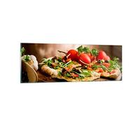 Quadro su Vetro Pizza vegetariano italia cibo Stampe da Parete in Vetro 90x30cm Quadri Moderni Soggiorno Camera da Letto Cucina 1 pezzo Piccoli Decorazione Murale Wall Art Immagini GAB90x30-2540