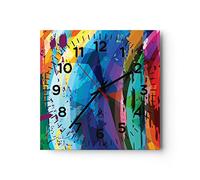ARTTOR Orologio da Parete in Vetro astrazione moderna 40x40cm Piccolo Moderno Orologio da Muro Per Casa Cucina Soggiorno Silenzioso Wall Clock Decorazione Orologio da Appendere - C4AC40x40-3660