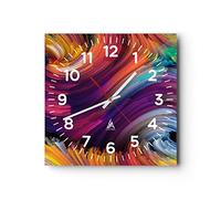 ARTTOR Orologio da Parete in Vetro astrazione moderna 40x40cm Piccolo Moderno Orologio da Muro Per Casa Cucina Soggiorno Silenzioso Wall Clock Decorazione Orologio da Appendere - C4AC40x40-3796