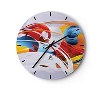 ARTTOR Orologio da Parete in Vetro astrazione moderna 40x40cm Piccolo Moderno Orologio da Muro Per Casa Cucina Soggiorno Silenzioso Wall Clock Decorazione Orologio da Appendere - C3AR40x40-3529