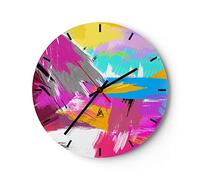 ARTTOR Orologio da Parete in Vetro astrazione moderna 40x40cm Piccolo Moderno Orologio da Muro Per Casa Cucina Soggiorno Silenzioso Wall Clock Decorazione Orologio da Appendere - C3AR40x40-3966