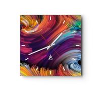 ARTTOR Orologio da Parete in Vetro astrazione moderna 40x40cm Piccolo Moderno Orologio da Muro Per Casa Cucina Soggiorno Silenzioso Wall Clock Decorazione Orologio da Appendere - C3AC40x40-3796
